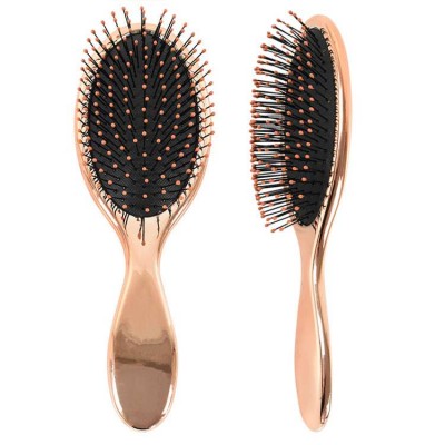 Popular fashion Design Bling Rose Gold Oval head Soft Bristle Electroplated Hair Extension Tools Massaging Hairbrush