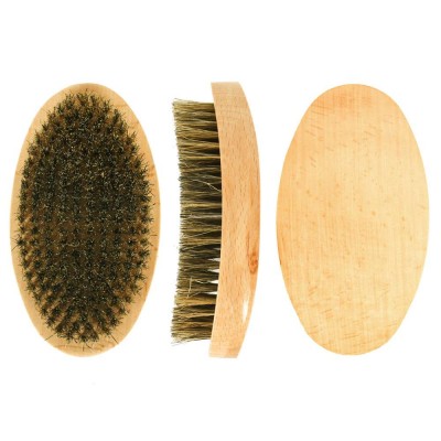 Wholesale Custom Logo Organic Mustache Grooming Boar Bristle Beach Wooden Black Round Mens Beard Brush And Comb Set With Box