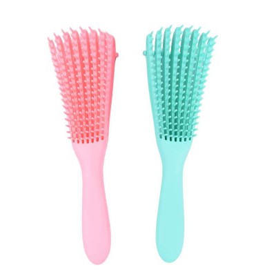 Soft rubber handle flexible teeth detangling hair brush eight-claw massage loop extension brush