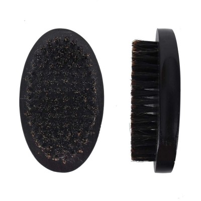 Wholesale Custom Logo Organic Mustache Grooming Boar Bristle Beach Wooden Black Round Mens Beard Brush And Comb Set With Box