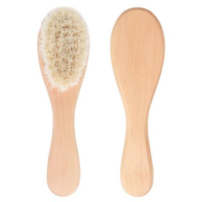 Hot sale new style baby gold curly hair brush wholesale bamboo baby doll mini cream brush and comb set