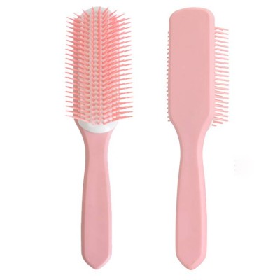 2020 Most popular 9 rows durable Plastic detachable hair brush comfortable pink hairstyle For Gentlemen Denman Hairbrush