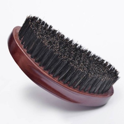 Custom Logo black oval shape boar bristle curved barber beard brush for men grooming without handle